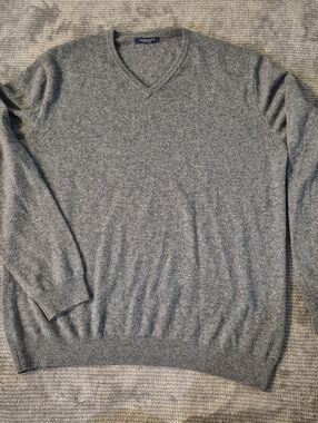Proper Cloth Scottish Cashmere V-Neck Sweater Heather Gray XL Classic Quiet Lxry
